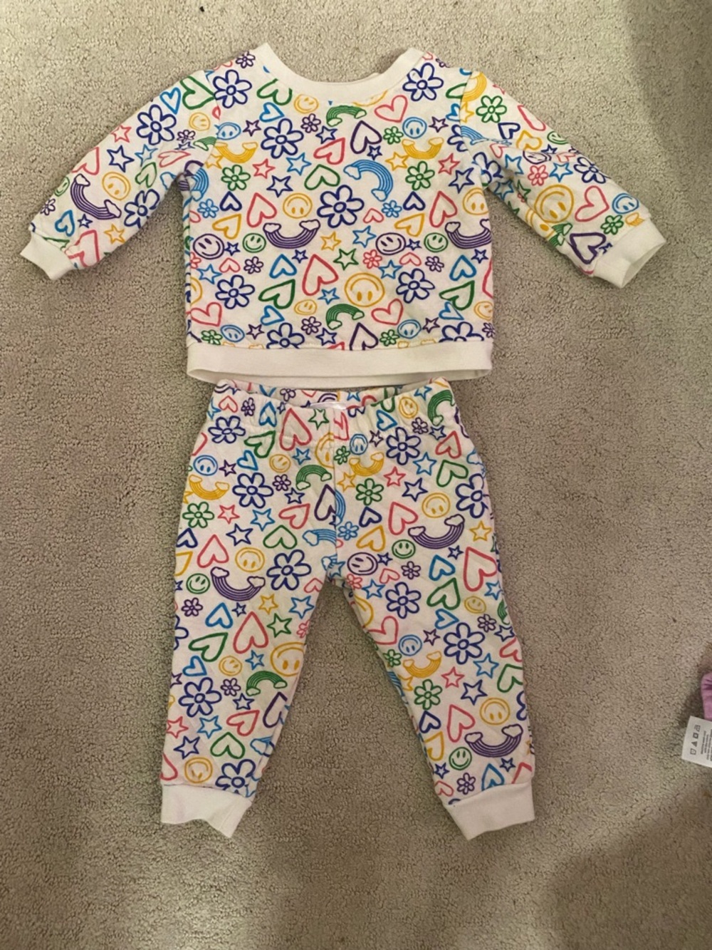 Kids Two-Piece Rainbow Heart & Flower Pajama Set